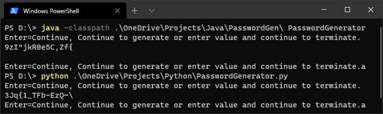 UTAD Password Generator example.